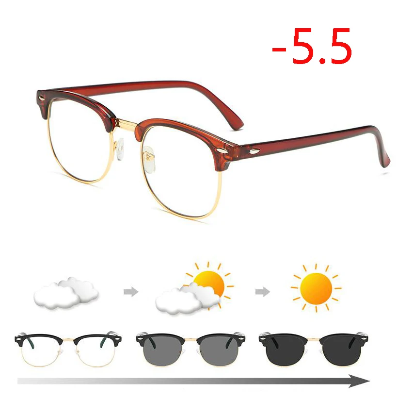 Myopia 550 Антибликовыми свойствами светильник фотохромные готовой близорукость очки светочувствительная Хамелеон анти-блики изменения Цвет линзы очки с диоптриями - Цвет оправы: Myopia 550