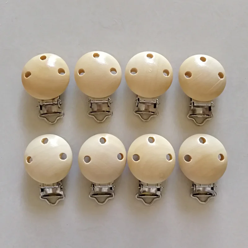 

Оптовая продажа, 50 шт., хорошая качественная соска, деревянные круглые натуральные зажимы для малышей 7