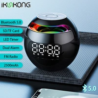 mini bluetooth speaker portable fm radio with led light speakers alarm clock timer altavoces music boombox caixa de som parlante