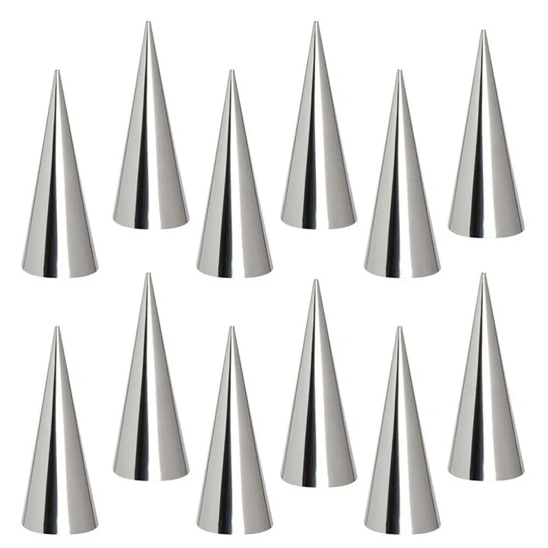 Pastry Cream Horn Molds 12PCS Baking Tool Stainless Steel Conical Cone Silicone mold |