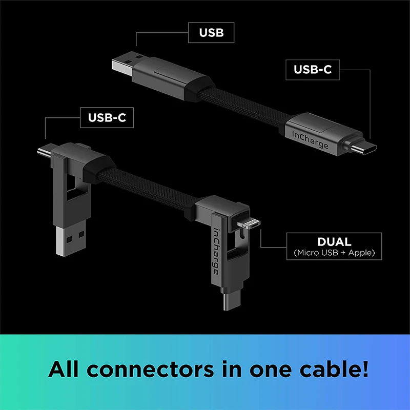 Адаптер Incharge 6 USB на магнитный Тип C Micro Lightning зарядка брелок швейцарский армейский