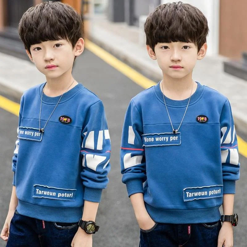 

New 2021 boys t-shirts kids long sleeve tees tops clothes solid cotton spring autumn children school t shirt boys kids clothes