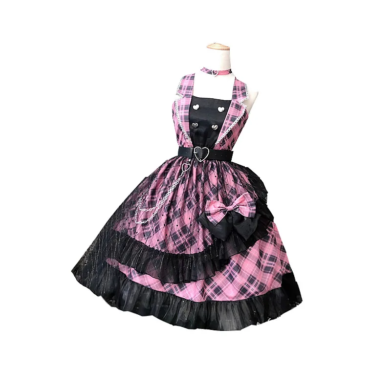 

Vintage falbala high waist Palace sweet princess lolita strap dress printing victorian dress kawaii girl gothic lolita cos loli
