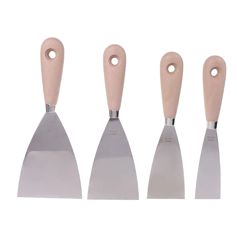 

4 Pcs Putty Knife, Spackle Knife, Metal Scrapers w/Imitation Wood Handle Excellent for Drywall, Taping, Scraping Paint