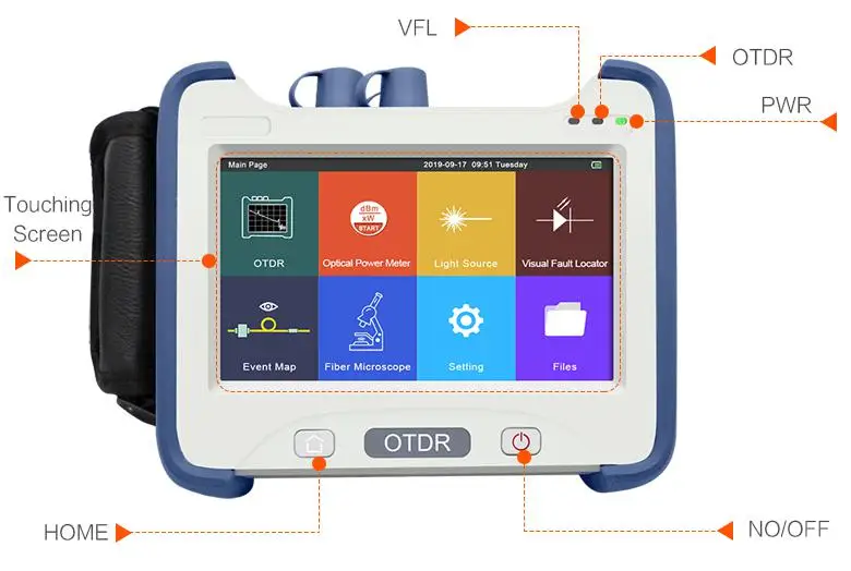 

TMO350 OTDR optical time domain reflectometer FC SC ST connection 1310 1550nm 32 30dB built-in VFL OPM OLS red light belt