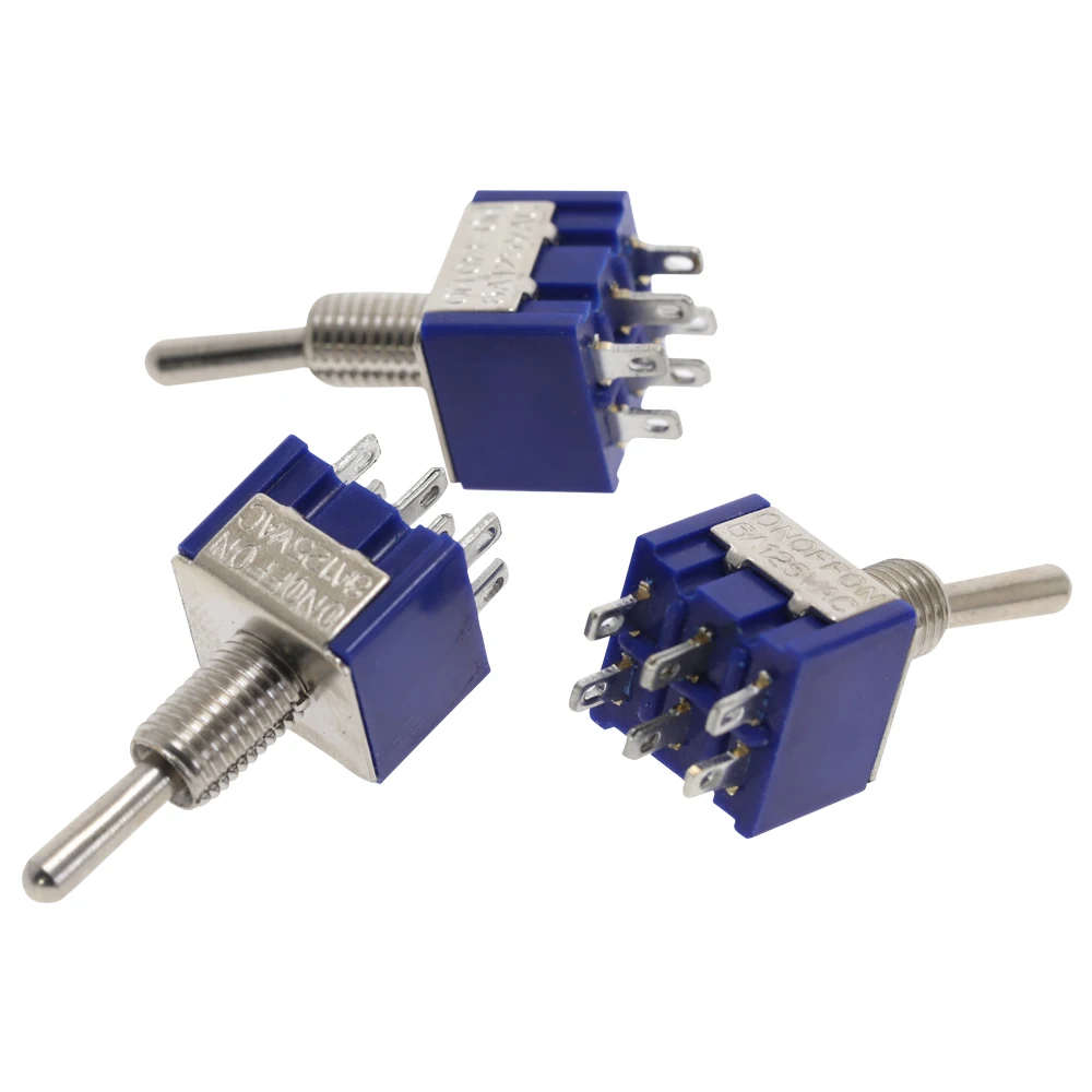 5/10 шт. MTS-203 DPDT тумблер, 6pins, ВКЛ-ВЫКЛ-на 3 мест миниатюрный Кулисный 6A 125VAC Мощность