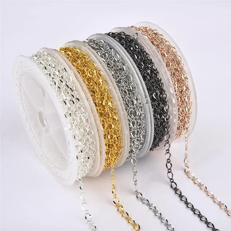 

5m/Roll Iron Chain For DIY Necklace Bracelet Key Chian With Lobster Clasps Open Jump Rings for Jewelry Making Findings