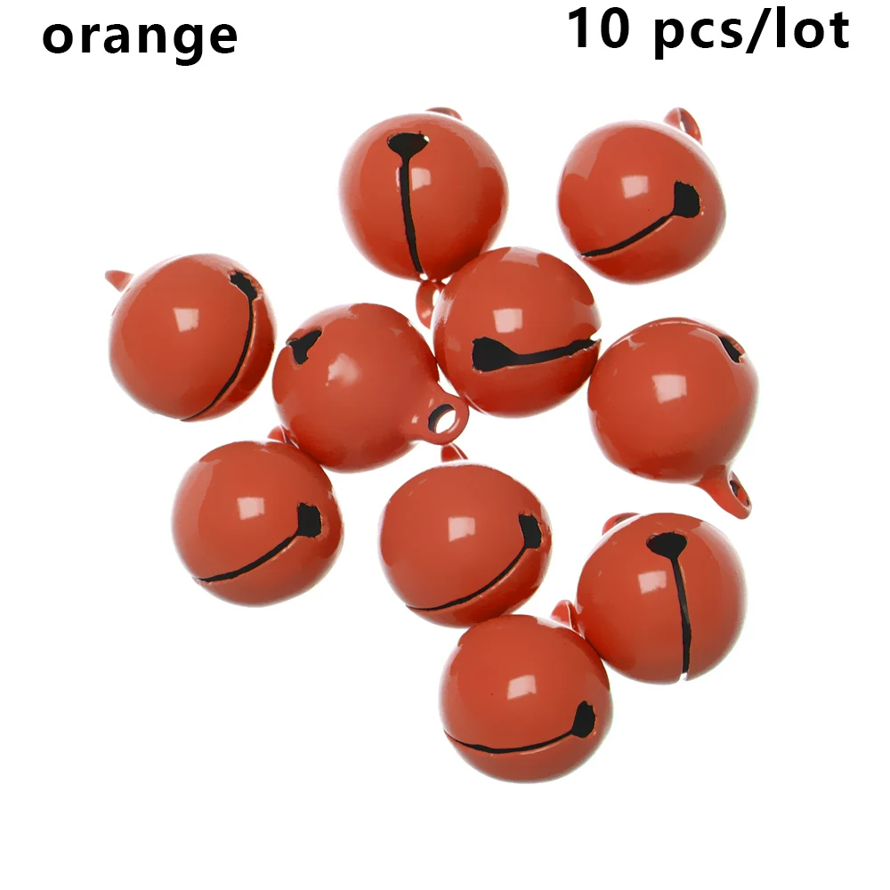 orange 10 шт цветные Свободные металлические бусины, железные колокольчики, рождественские подвесные Подвески, Колокольчик для елки, праздничные декоративные шары, поделки своими руками - Цвет: orange