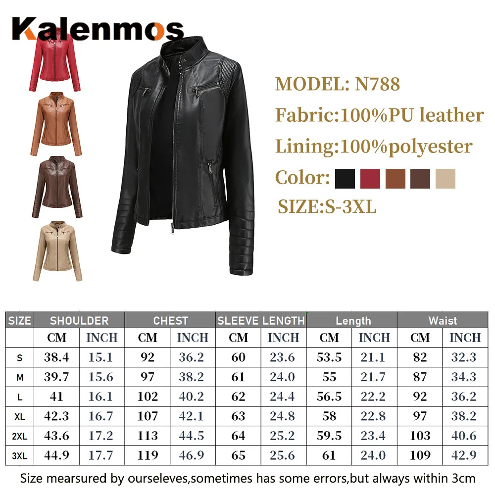 

PU Leather Women Jackets Moto Biker 2021 Spring Fall Punk Gothic Female Coat Abrigo Mujer Chaqueta Plus Size 3XL Streetwear