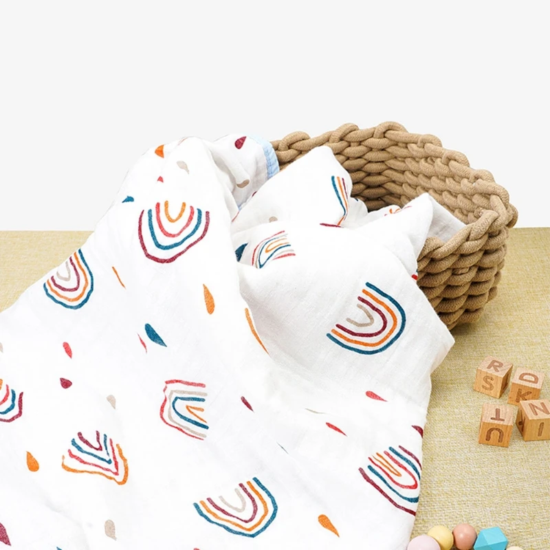 

Newborn 4-Layer Rainbow Cotton Bamboo Baby Blanket Muslin Swaddle Wrap Feeding Burpy Towel Scraf Bibs Muslin Big Diaper