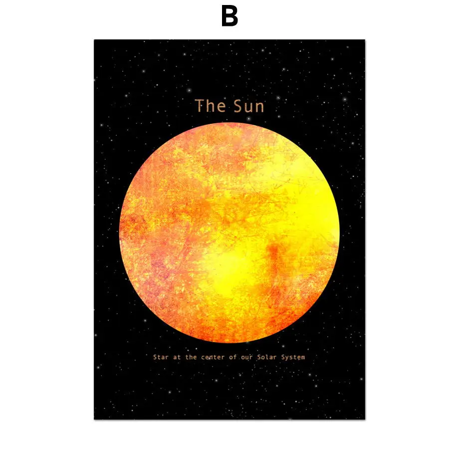 Мультфильм Солнце Луна Нептун земля Юпитер скандинавские плакаты и принты