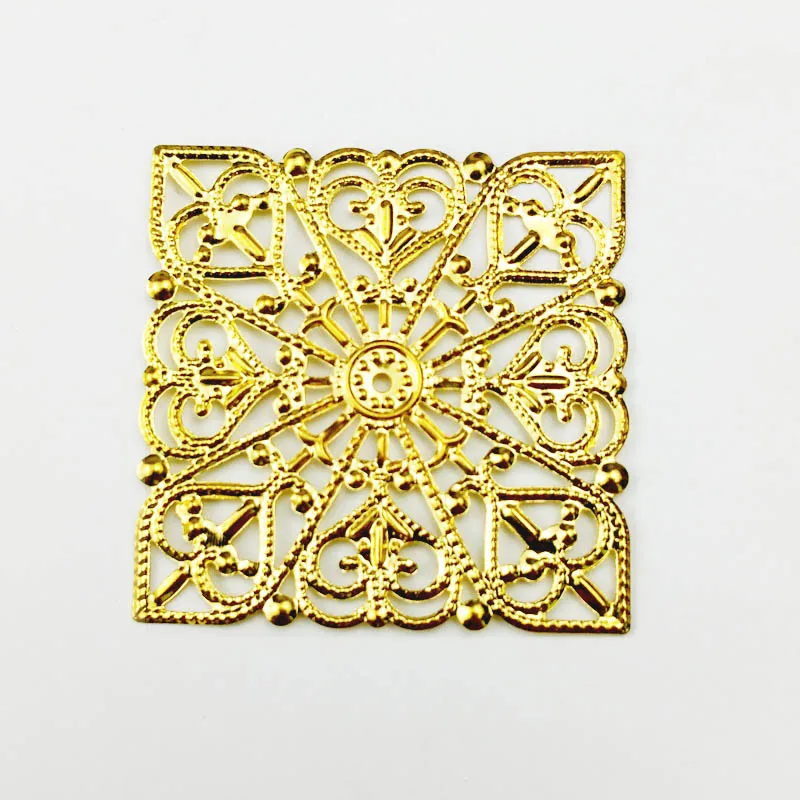 gold 40mm 20pcs Филигранные квадратные обертки Разъемы Фурнитура для украшений Обертывания Разъемы для изготовления ювелирных изделий DIY - Цвет: gold 40mm 20pcs