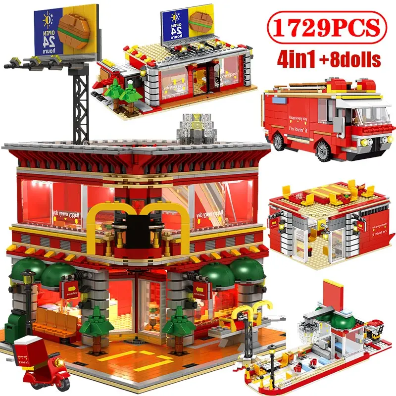 1729 шт. Детский конструктор обеденная машина|Блочные конструкторы| |