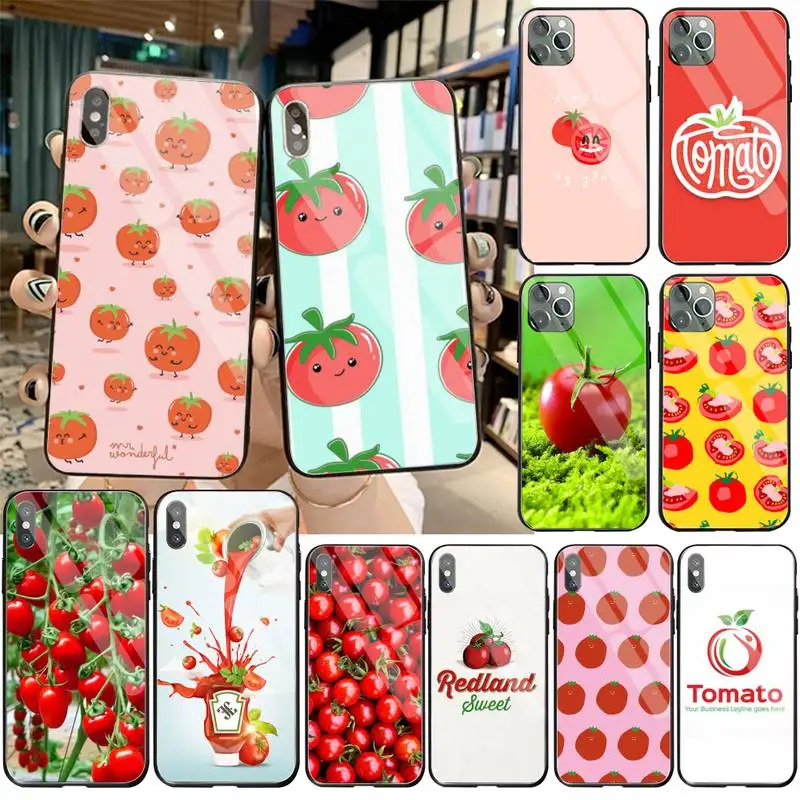 Томатный чехол черный мягкий для телефона закаленное стекло iPhone 11 Pro XR XS MAX 8X7 6S 6 Plus