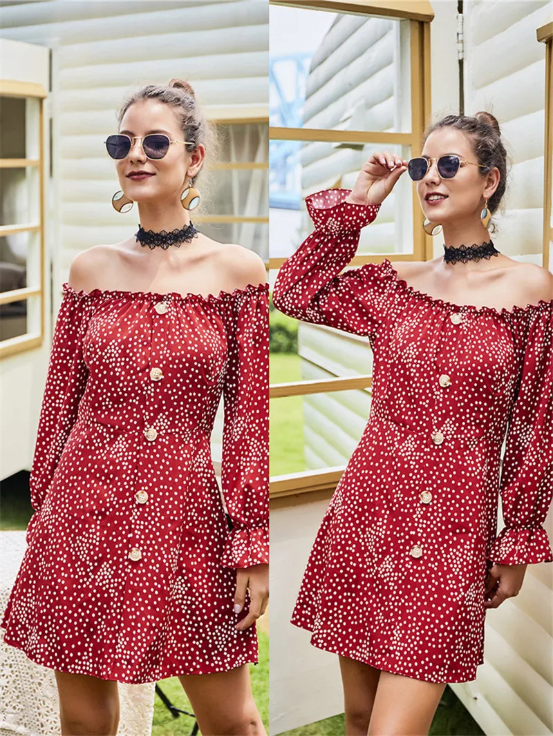 Женское платье с открытыми плечами элегантное вечернее трапеция цветочным