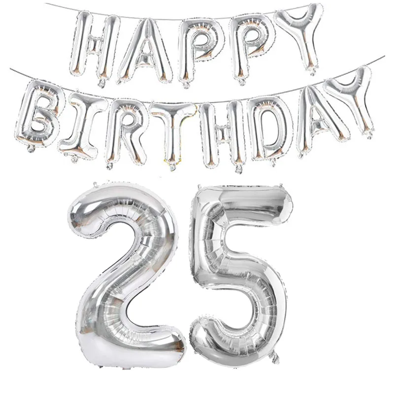 

Серебряные фольгированные шары с цифрами Yaobener 32 дюйма для дня рождения