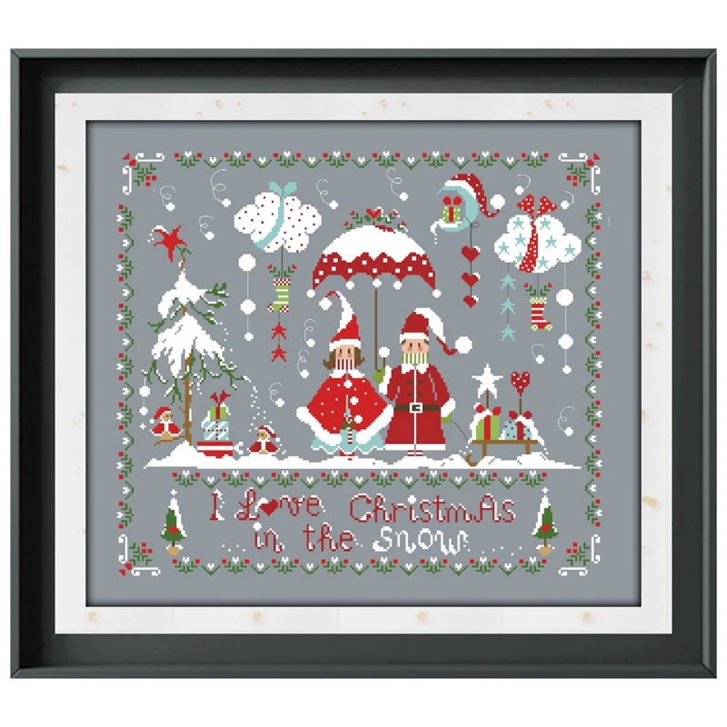 

Набор для вышивки крестиком «I love Christmas», мультяшный дизайн, 18ct 14ct 11ct, темно-серая холщовая вышивка «сделай сам»