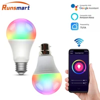 runsmart e26b22 tuya wifi smart bulb led light inteligente lamp home magic light work with alexa google assistant