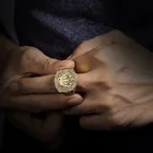 Модные Новый Стиль Титан Сталь Цвета: золотистый, Цвет Корона Бусины кольцо в стиле хип-хоп Популярные Нержавеющая Сталь человек Рок Рэп вечерние ювелирные изделия