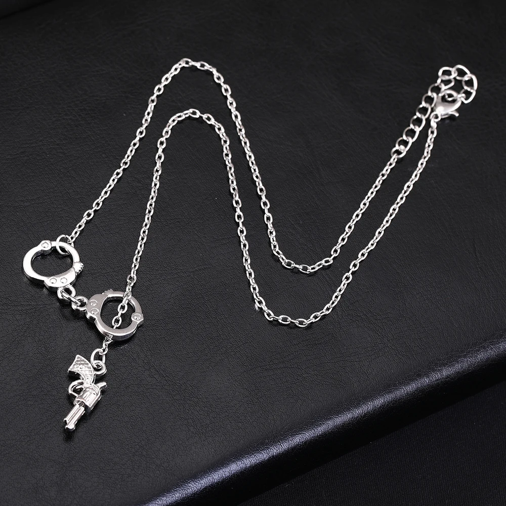 Skyrim Handcuffs Pistol Pendant Necklace Unique Chain Jewelry For Men Women Silver Color Fashion | Украшения и аксессуары