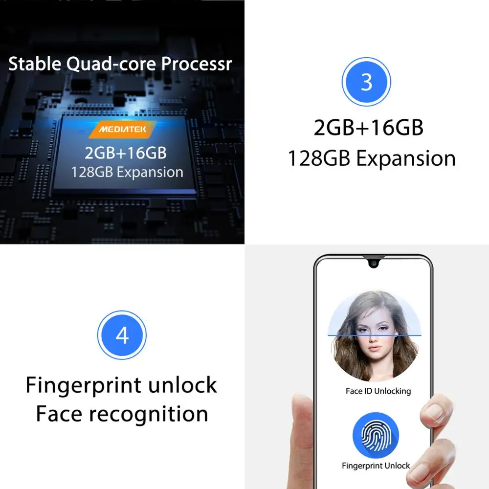 Смартфон OUKITEL C16 2 ГБ 16 Android 9 0 4G мобильный телефон 5 71 дюйма экран капли воды 2600 мАч