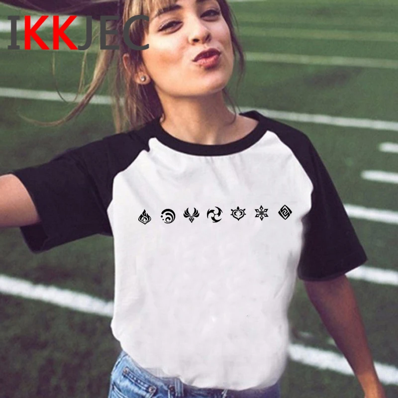 

Футболка Genshin Impact, женская футболка в эстетике kawaii, одежда для пары, футболка ulzzang