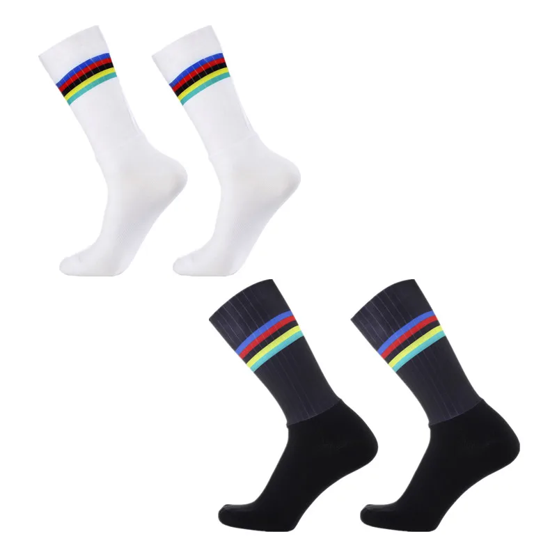 

Anti Slip Seamless Silicone Pro Team Aero Socks Breathable Cycling Socks Outdoor Running Sport Champion Rainbow Bike socks