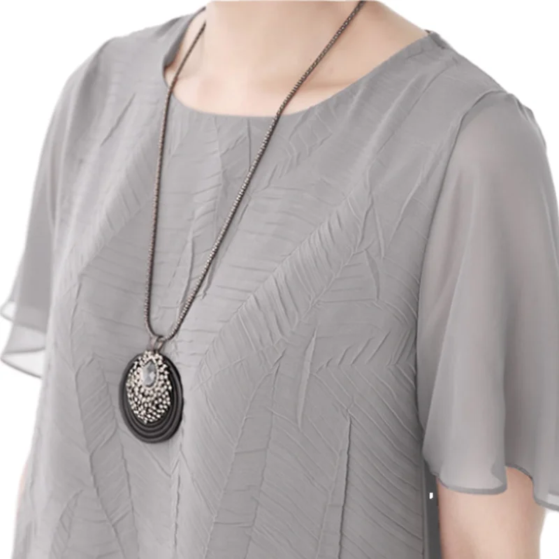 Женская плиссированная шифоновая блузка для матери среднего возраста большой