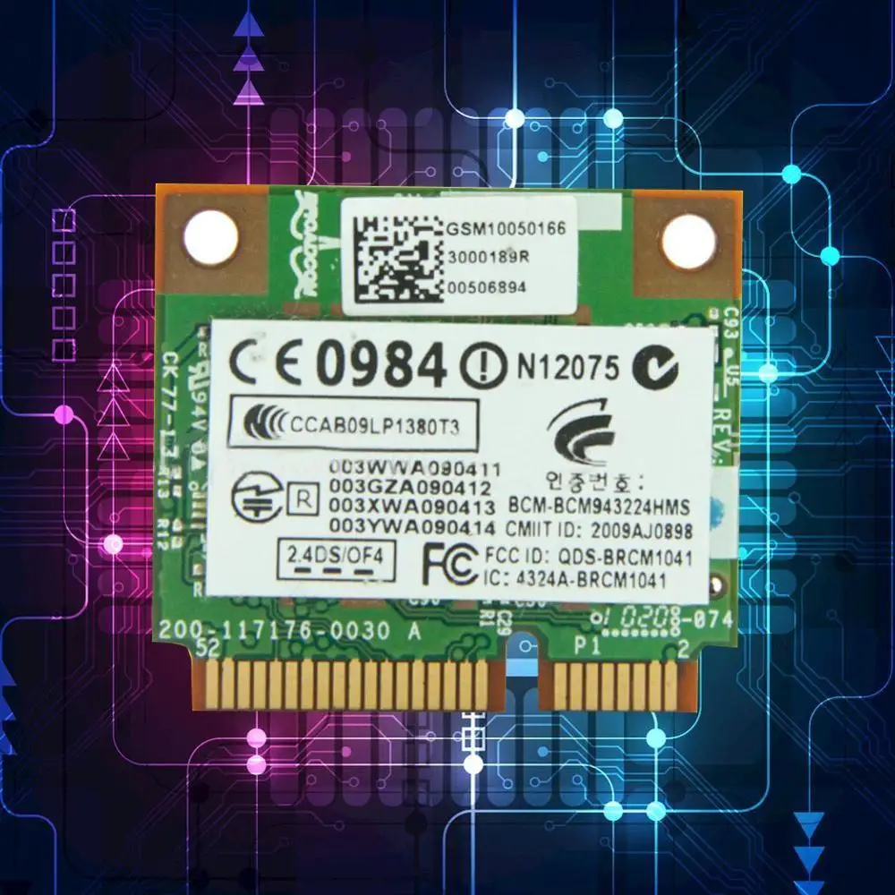 Новая WLAN половинная PCI-E карта HP Broadcom BCM943224HMS Беспроводная для Dell Asus g / b 582564-001 Wi-Fi Sony