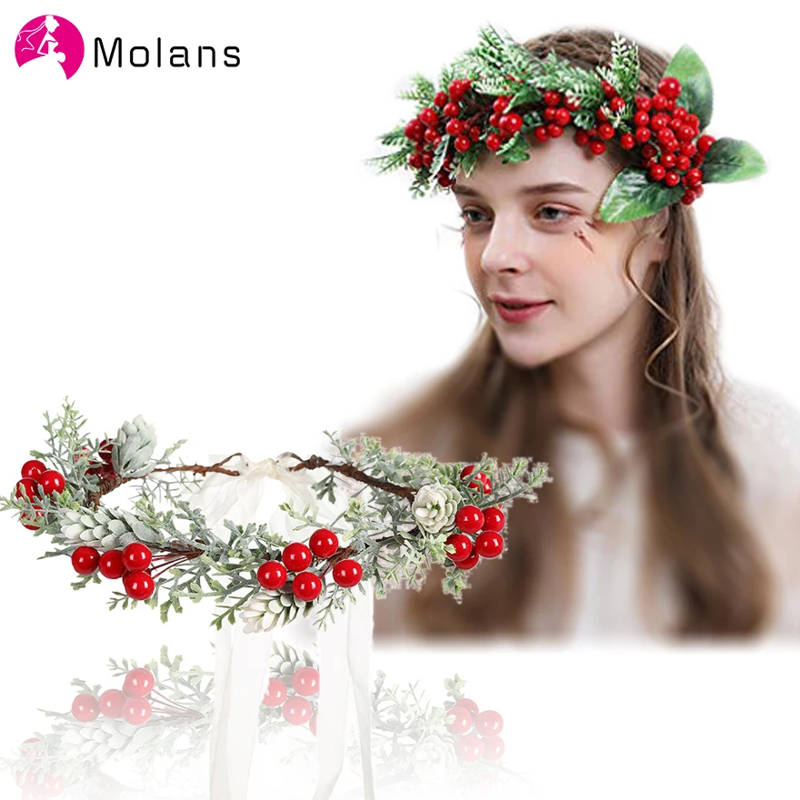 Женская свадебная гирлянда Molans красная цветок ягоды короны венок из