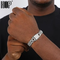 hip hop aaa bling 13 5mm prong cuban chain 2 row iced out mens bracelet rhinestone zircon paved bracelets for men women jewelry