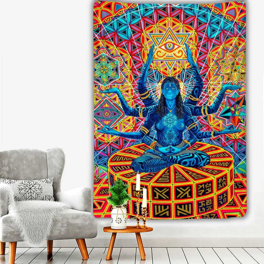 Индийская богиня Кали гобелен Йога Медитация настенное ведро висячее аниме