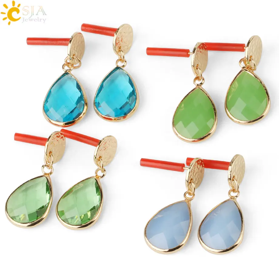 CSJA серьги-гвоздики золотого цвета в форме капли воды ранранранского Подвесные