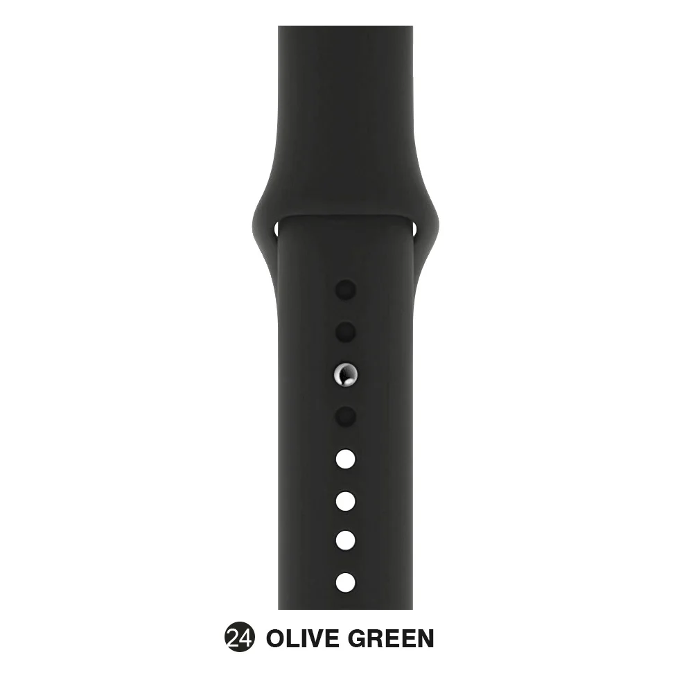 Olive green Мягкий силиконовый сменный спортивный ремешок для Apple Watch версии 4, 3, 2, 1, 42 мм, 38 мм, браслет на запястье, ремешок для iWatch 4, 40 мм, 44 мм, спортивный - Цвет ремешка: Olive green