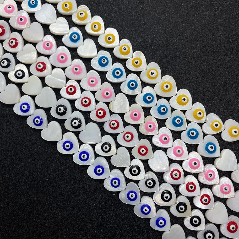 

Natural Freshwater Shell Beads Heart-shaped Colorful Beads Jewelry Making Supplies Devil's Eye Charm Bracelet Necklace Beads