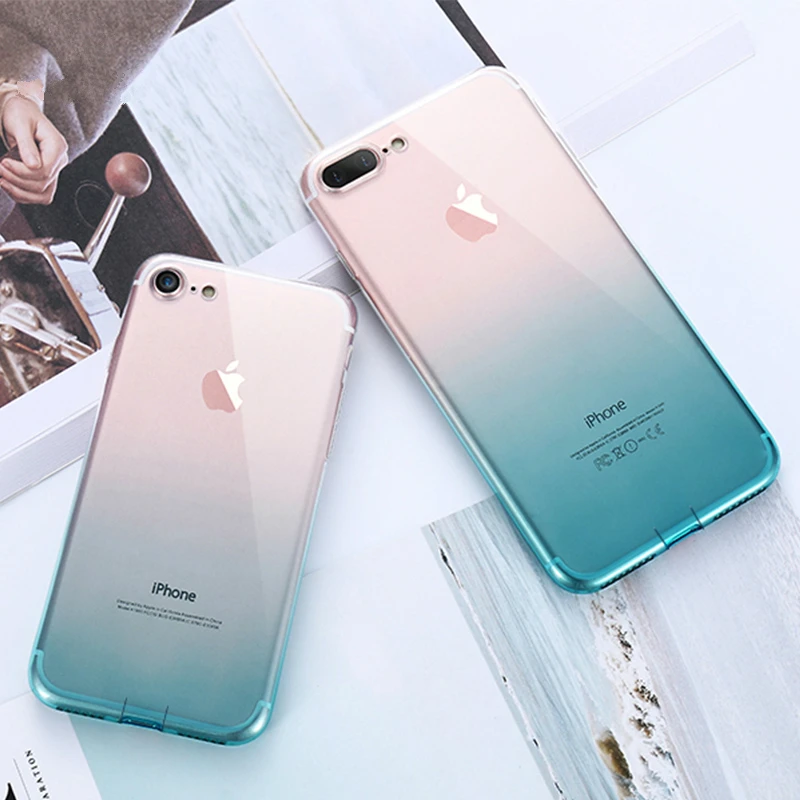 Градиентный прозрачный ТПУ Телефон чехол для IPhone 6 6S 7 8 Plus ультра тонкий прозрачный защитный чехол для IPhone X XS Max XR Fundas