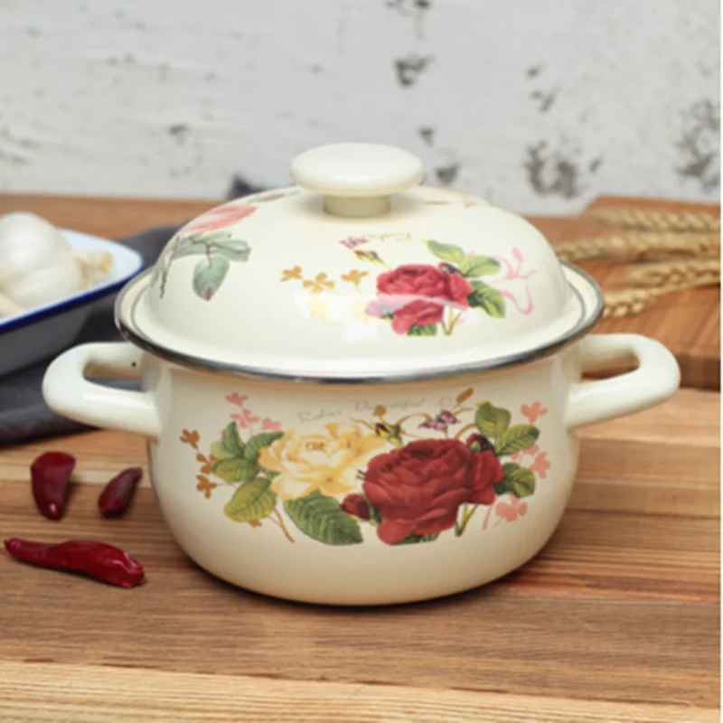 Эмалированная суповая кастрюля с большим плоским дном эмалированная для супа