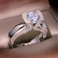 vintage love silver plate rings for women big zircon color wedding band crystal engagement fashion statement jewelry wholesale