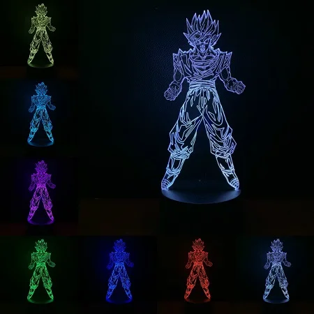 D VCity 3D ночник Dragon Ball серии Goku мультфильм рисунок Touch беспроводной USB лампа атмосферное освещение домашний магазин стол современный декор - Испускаемый цвет: D