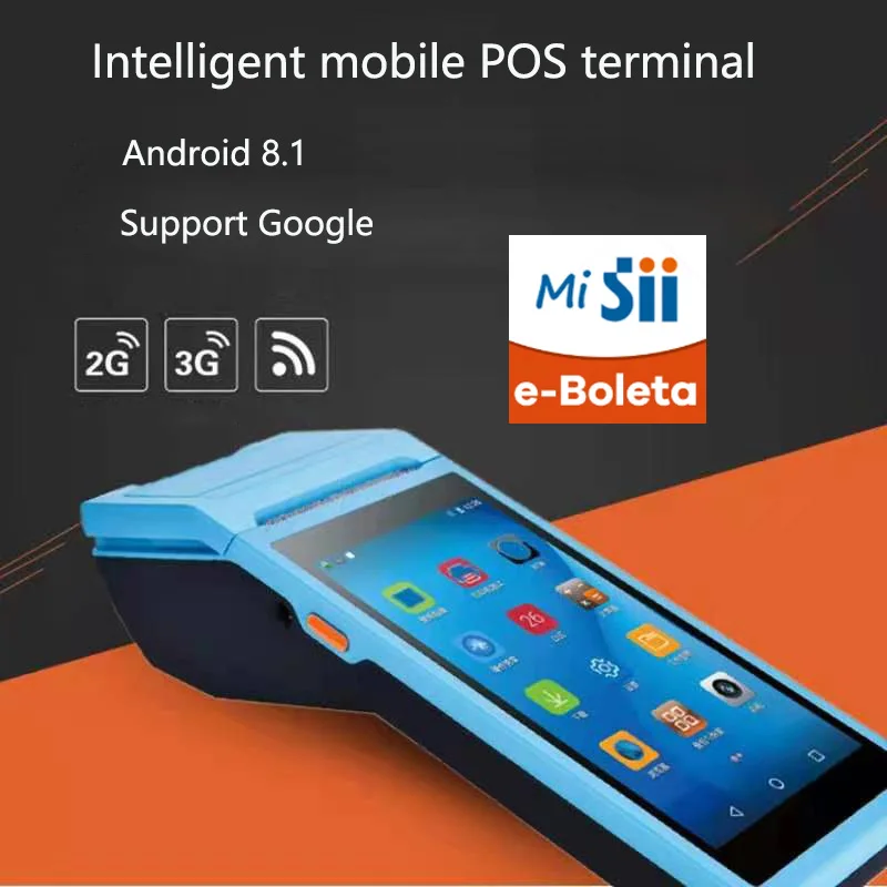 Портативный POS PDA Терминал Android 8 1 с 58 мм Bluetooth Термопринтер для чеков 3G WiFi