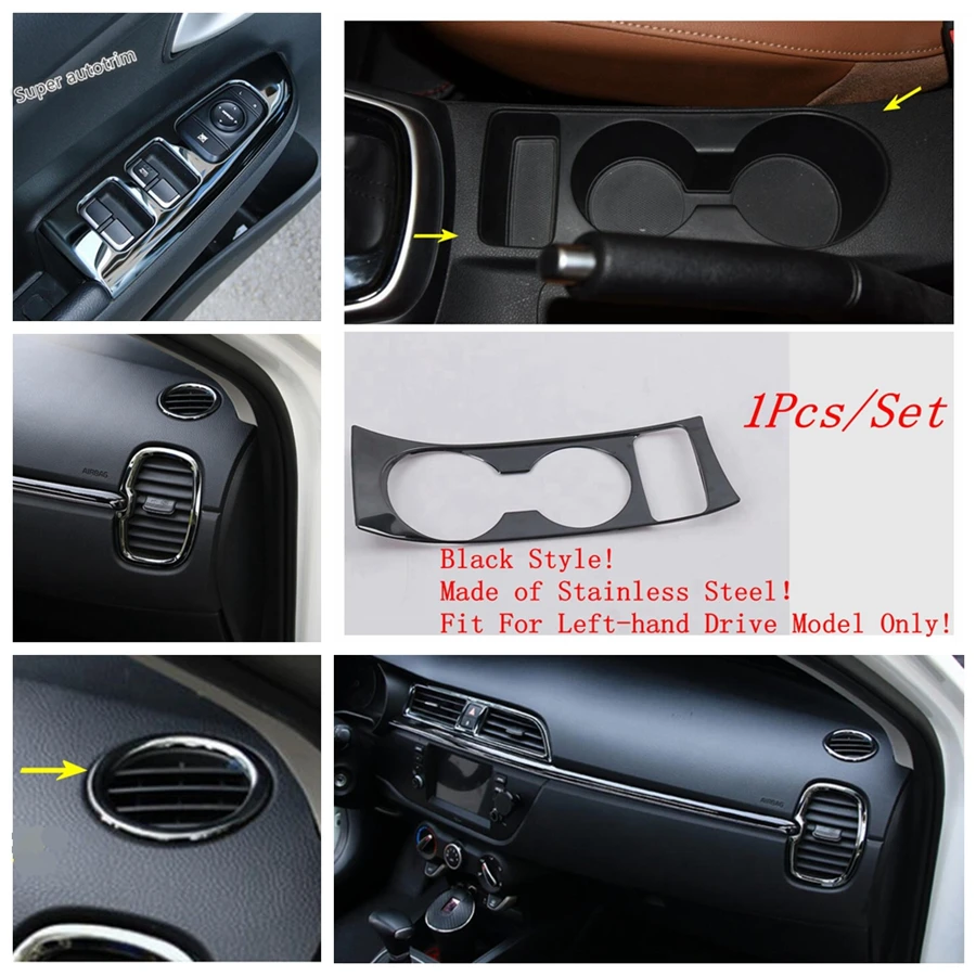 

Black Look Interior Refit Kit Lift Button / Air AC Vent Outlet / Water Cup Holder Cover Trim For Kia Rio 4 X-line 2017 - 2020