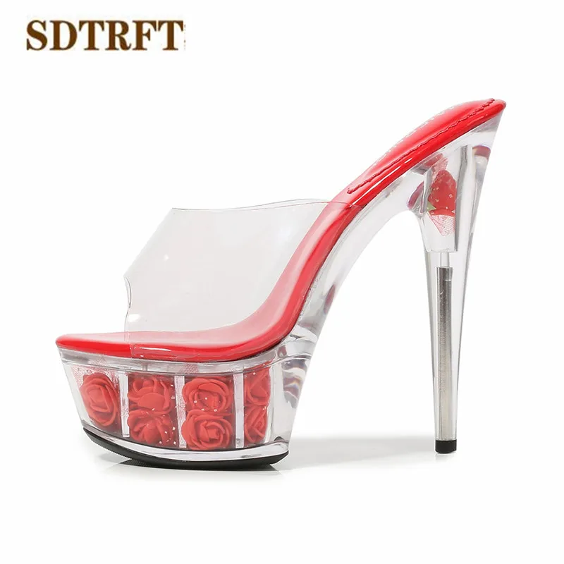 Туфли SDTFET тапочки moman прозрачные женские туфли из ПВХ красивые цветы платформа