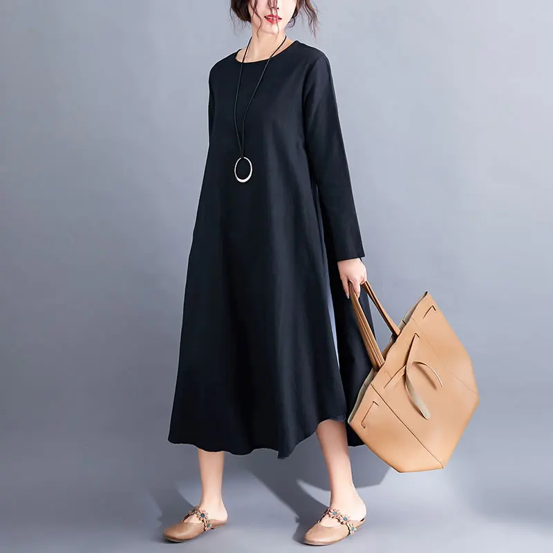 XITAO/осеннее винтажное платье-миди в Корейском стиле с круглым вырезом коллекция