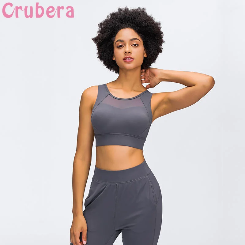 

CRUBERA Full Coverage Naked-feel Camo Prints Adjustable Buckle Gym Fitness Sports Bras Top Women Workout Gym Running Brassiere
