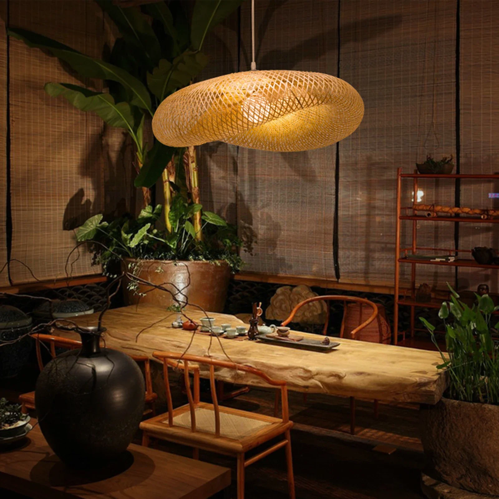 Comprare Moderno Bambù Intrecciato A Mano Arte Di Bambù Lampadario Sala Da Pranzo Lanterna Di Bambù Lampadario Camera Da Letto Sala Da Pranzo Lampada Apparecchi Di Illuminazione