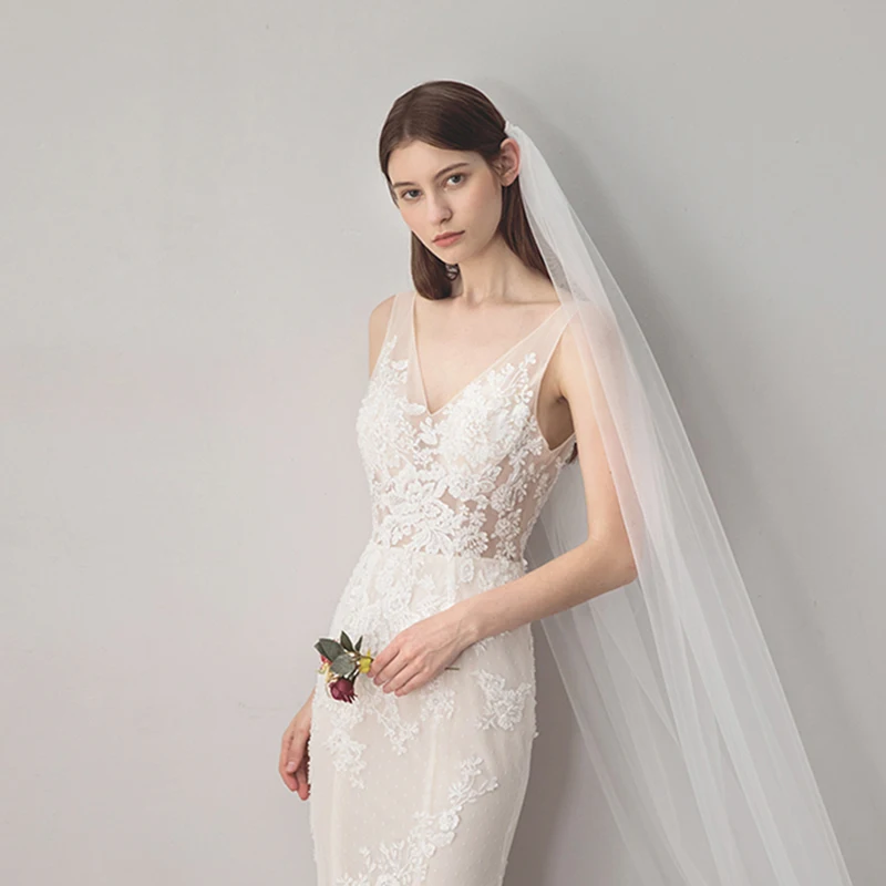 Однослойная Фата Tanpell для свадьбы фата с обрезанными краями собора королевская