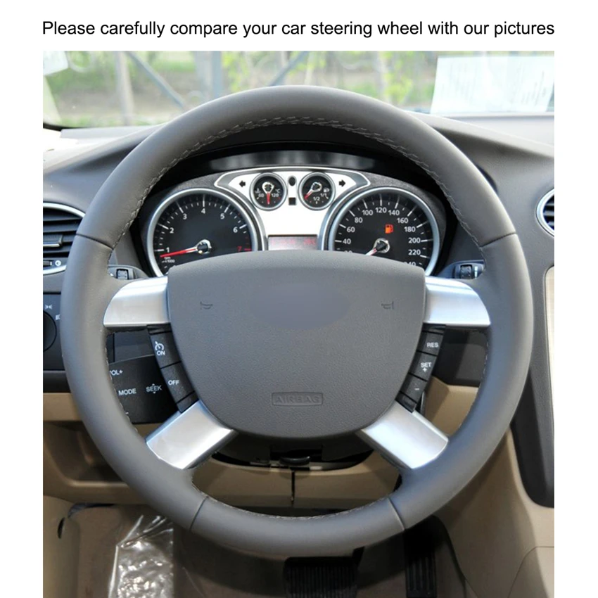 Чехол рулевого колеса автомобиля из искусственной кожи черного цвета для Ford Kuga