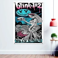 bride dark metal band artwork banners sticker scary bloody skull background wallpaper canvas painting rock music flags posters