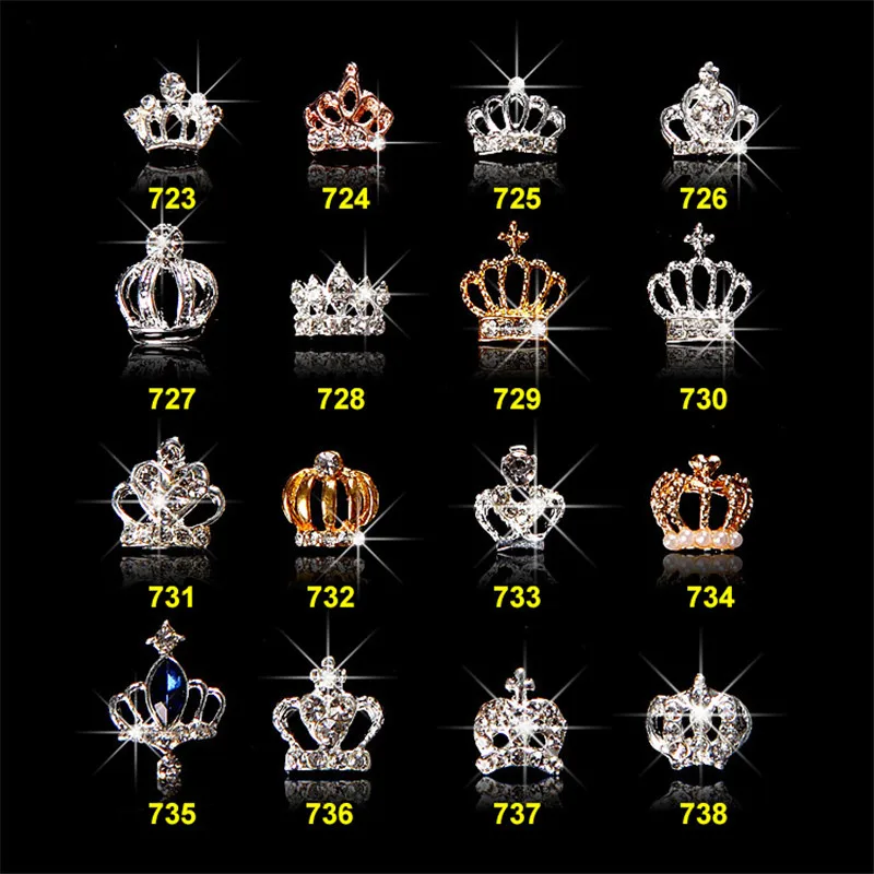 

10pcs rhinestone Alloy diamond nail jewelry Transparent crystal nail art crown decoration accessories gold nail art