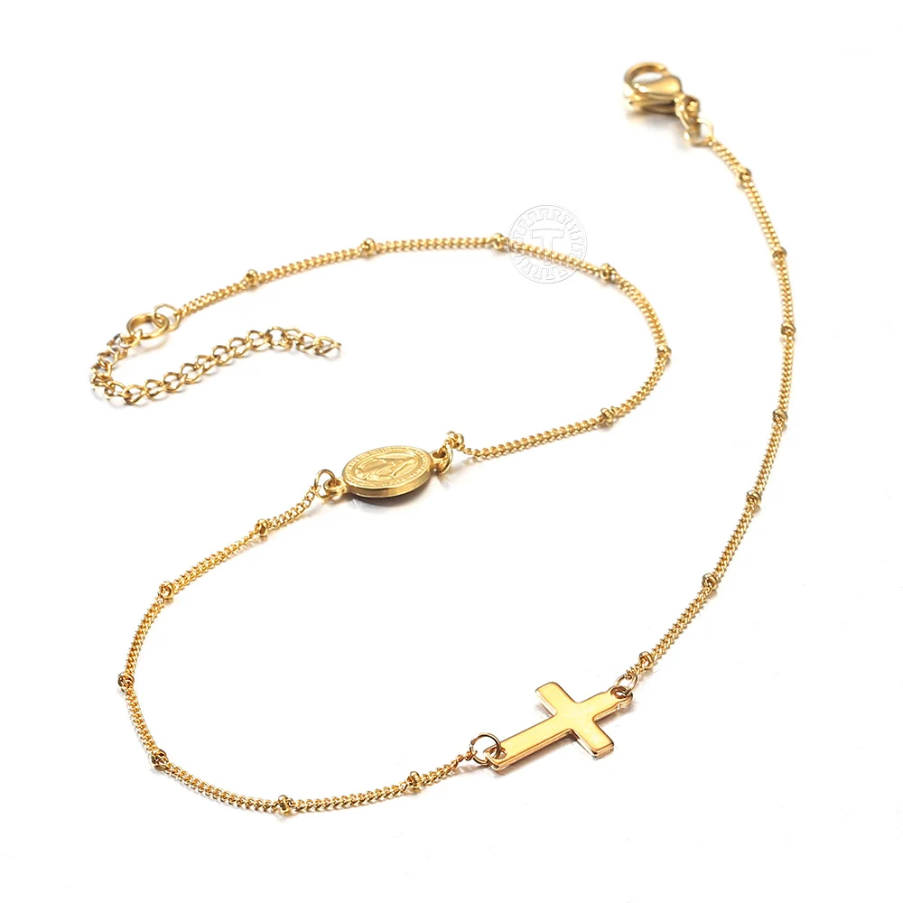 Крест Распятие Девы Марии кулон из бисера цепь колье нержавеющей стали Воротник